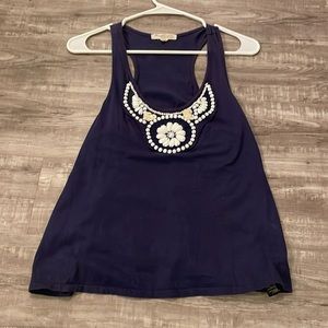 Navy blue beaded tank top - size M